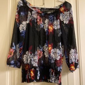 Floral print sheer shirt